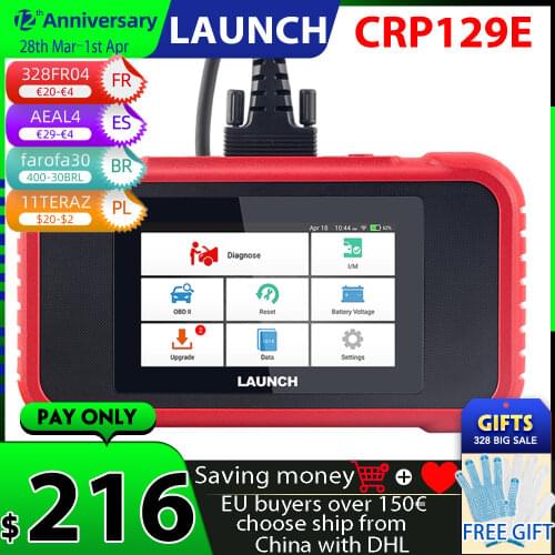 LAUNCH CRP129E OBD2 Car Diagnostic Tools Engine ABS SRS AT OBDII Code Reader with 5 Reset Battery Check PK CRP129X NT650 Scanner