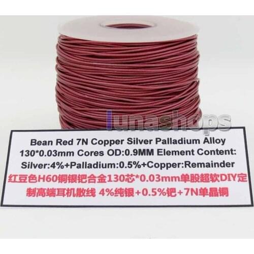LN005968 Bean Red 7N Copper Silver Palladium Alloy 130*0.03mm Cores OD:0.9mm Element Content Silver4%+Palladium0.5% + Copper