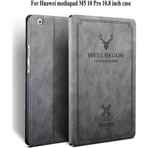 Magnetic Retro PU Leather Case For Huawei MediaPad M5 10.8 / 10 Pro CMR-AL09 CMR-W09 Auto Wake Sleep Stand Flip Cover+film+pen