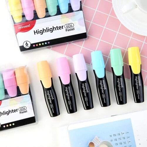 Monami 604 Pastel Color Highlighter Pen Mild Colors Marker Liner Highlighting Drawing Painting Office School Supplies