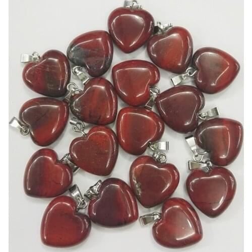Fashion jewelry natural stone red heart 16MM charms Assorted stone good Quality pendants for jewelry making 50Pcs/lot free