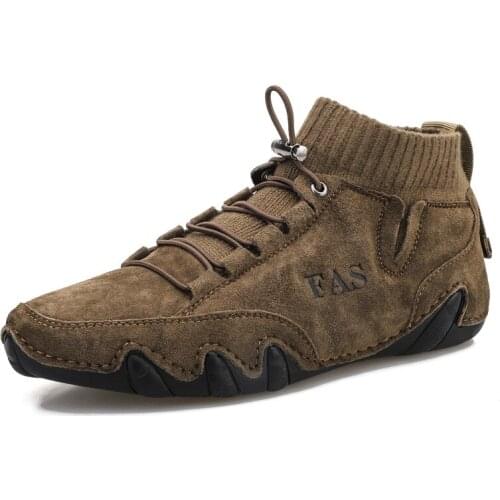 New Mens Casual Shoes Retro British Mens Shoes Large Leather Shoes Mens Loafers Breathable Mens Boat Shoes Moccasin Homme