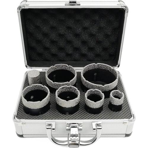 SHDIATOOL 7pcs/Kit 5/8-11 Thread Boxed Vacuum Brazed Diamond Dry Drilling Bits Kit No.3 For Porcelain Tile Granite Marble Stone