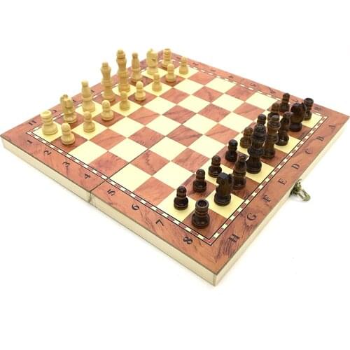Chess Set Fold Away Board Quality Handmade Wooden Pieces Complete 30 /34 /40cm Checkers Puzzle Game Kids Toys Birthday Gift W