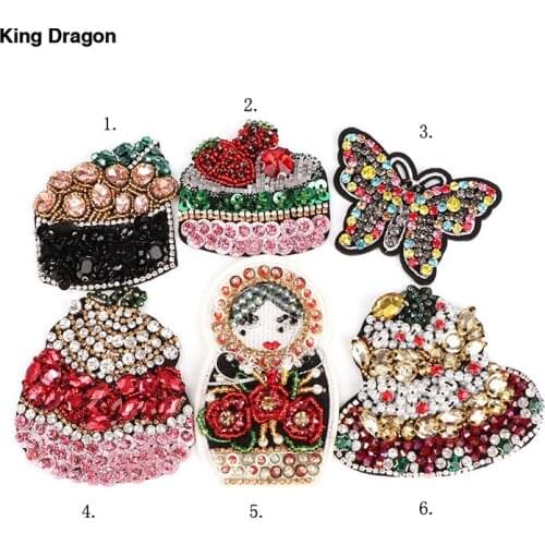 New Arrival Glass Rhinestone Beaded Butterfly Spaceship Patches For Jeans Or Hat 9CM Sewing Supplies Decorative Badge KD605