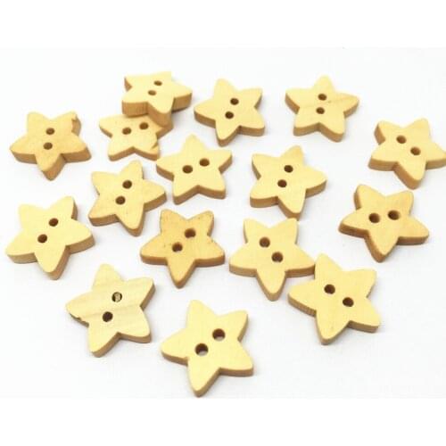 100pcs 13mm Wood Star Natural Buttons Sewing Accessories Embellishments DIY Crafts Cap Bag Decorations Scrapbooking