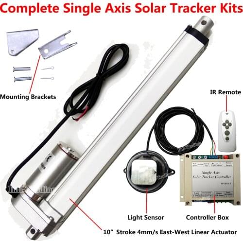 Complete 1KW Solar Tracking Single Axis Sunlight Tracker W/ DC 10" Linear Actuator W/ Light Sensor W/ IR Remote Electronic Kits