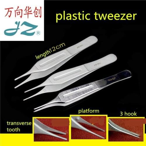 JZ Ophthalmology Microscopy Instrument Double Eyelid Stainless Steel Edison Tweezer Skin suture Fat forceps Straight hook teeth