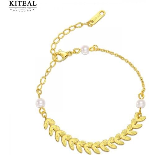 KITEAL Hot Gift Gold Vermeil Perfume women womens bracelets Wheat ears, pearls erkek bileklik wedding decoration