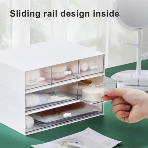 Transparent Cosmetic Storage Box Drawer Type Jewelry Small Sundries Storage Box Can Be Combined and Stacked RE