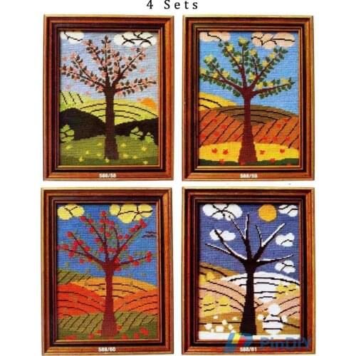 Counted Cross Stitch Kit Seasonal Quartet Quartette of Turning Tree Four Seasons Season Tree Trees Spring Summer Autumn Winter