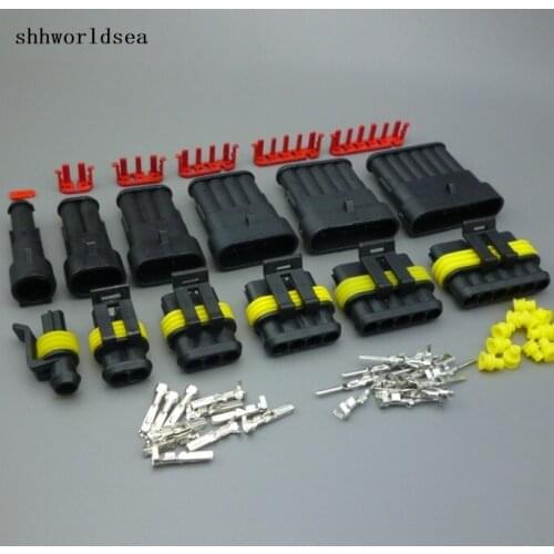 Shhworldsea 15 sets 2/3/4 Pin/way HID Waterproof Electrical connector plug kits,3 in 1 male&female kits for car boat ect