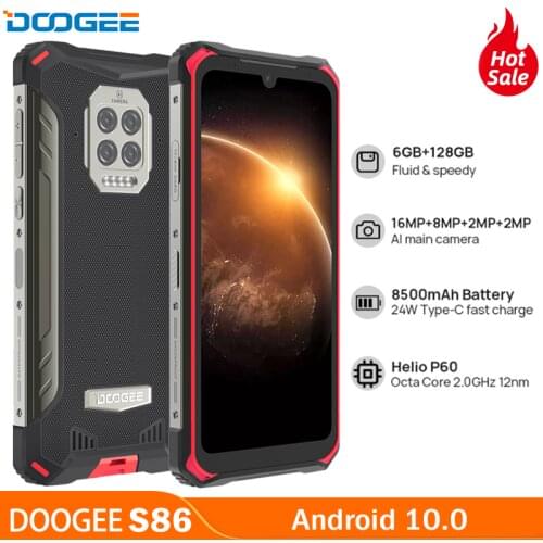 DOOGEE S86 IP68/IP69K Rugged Mobile Phones 6GB RAM 128GB ROM 8500mAh Smartphone Octa Core 4G Full Band Cellphone NFC