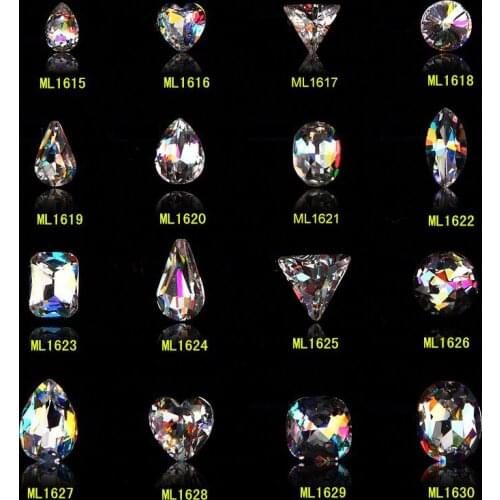 50pcs,100pcs/lot Mixed Shape Crystal AB Point Back Rhinestone, Diy Nail Art Stones, Glitter Glass Rhinestones, Jewellery