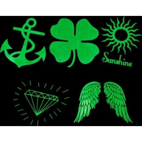 Wholesale New Luminous Glow in Dark Temporary Tattoos Sticker Sunshine Night Club Party Body Art Tattoo Body Tatuajes 200packs