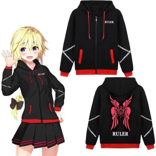 Anime Fate Grand Order Joan of Arc Cosplay Hooded Unisex Thciken Black Hoodie Coat Zipper Jacket Sweatshirt