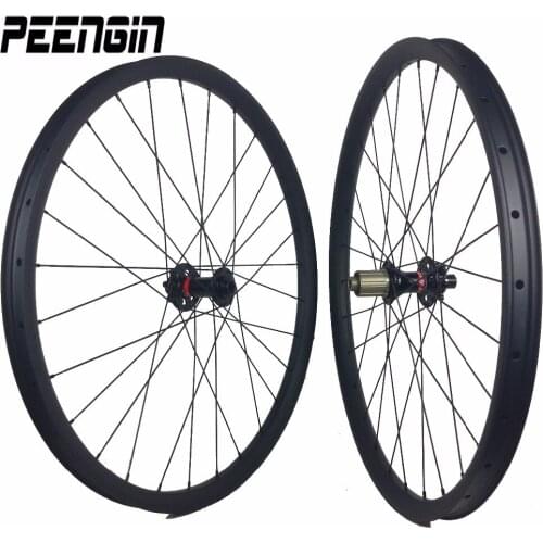 Carbon ruedas mtb 26" wheelset 35mm width mtb chinese-carbon-wheels clincher hookless tubeless rims compatible for All Mountain