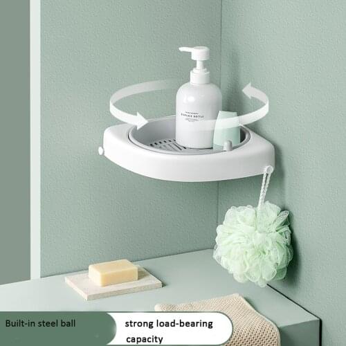 Bathroom Corner Rotating Shelf Household Kitchen Wall Punch-free Storage Rack Rotating Bathroom Shelf Sundries Storage Rack