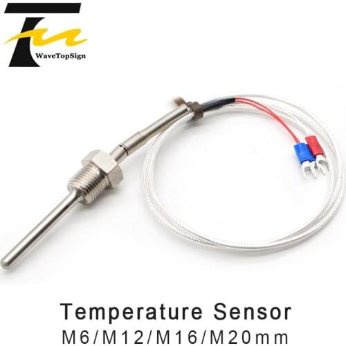 WaveTopSign PT100 Threaded Installation Thermal Resistance Temperature Sensor Thread M6 M12 M16 M20mm