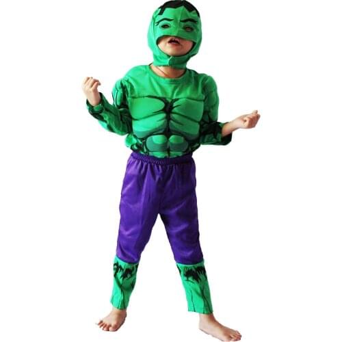 Halloween Party costumes kids The Hulk(comics) muscle model clothing,kid Role-playing clothing,Long-sleeved T-shirt size:5#-13