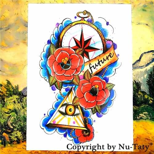 SHNAPIGN Illuminati Future Eye Temporary Tattoo Body Art Flash Tattoo Sticker 21*15cm Waterproof Fake Henna Painless Sticker