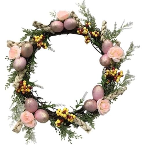 Iron Ring Rose Wreath Spring Easter Egg Wreath With Artificial Egg