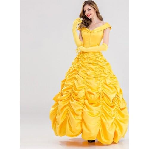 Fantasia Halloween Cosplay Adult Princess Belle Costume Long Dress Women Southern Adult women Costume