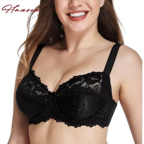 Plus Size Lace Underwire Bra for Large Bust Women Full Coverage Unlined Bras Non Padded Sexy Bralette Lingerie Lace Brassiere