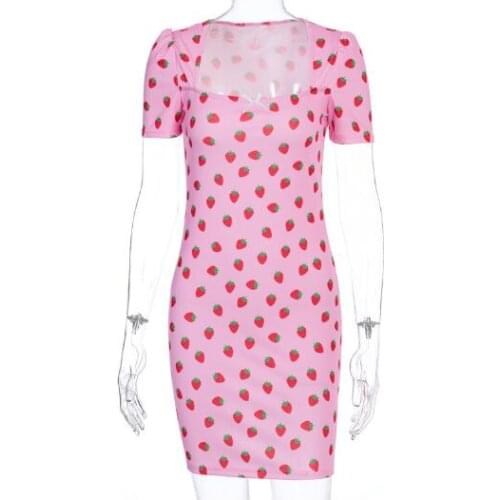 Spring / Summer 2021 new item floral print square collar short sleeve dress