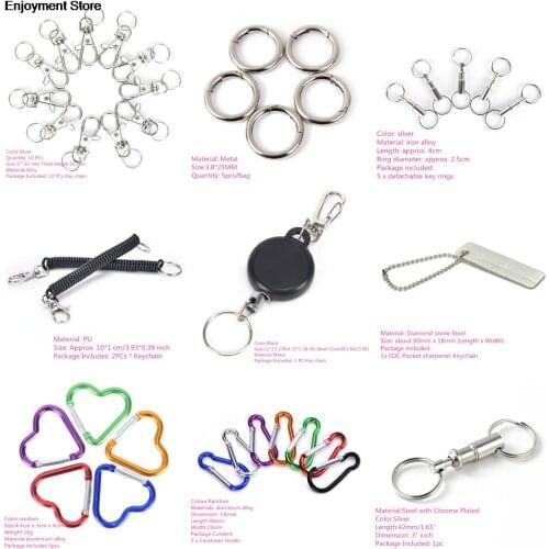 1/2/3/5/10Pcs Car Keychain Strong Carabiner Shape Keychain Climbing Hook Key Chain Rings Stainless Steel Pull Chain Clip