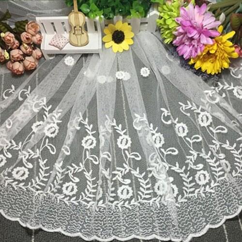 1yard cotton France Lace Nigeria embroidered garment accessories diy trim material width 45CM white sewing African lace fabric