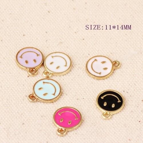 10pcs/lot 11*14mm Smile Face Jewelry Accessories Charms Floting Pendant DIY Jewelry Earrings