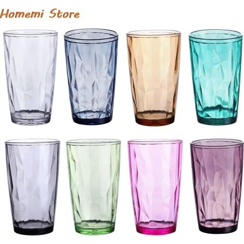 200/500ml Acrylic Drinking Cups Color Water Cup Juice Glasses Cups For Drinking Tea Transparent Cup Kitchen Dining Bar Tools