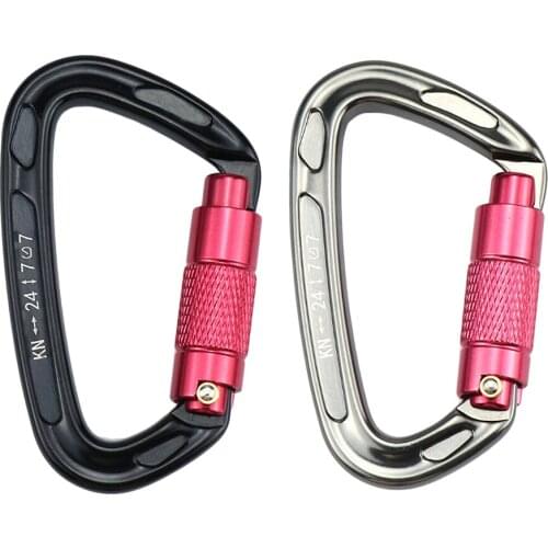 24KN Aluminum D- Locking Carabiner Keychain Clip Fit Dog Leash DURABLE
