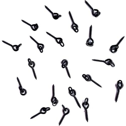 25Pcs 1.5cm Carp Fishing Bait Screw Hair Rigs Hook Terminal Tackle with Ring