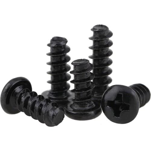50Pcs Black PB Pan Round Head Phillips Self-tapping Screws M1.4 M1.7 M2 M2.3 M2.6 M3 M3.5 M4 Carbon Steel Electronic Screws