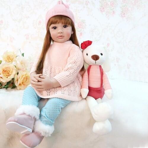 60cm Silicone Reborn Baby Doll Toys For Children bebe reborn girl princess 24inch Vinyl reborn Toddler Alive doll Birthday Prese