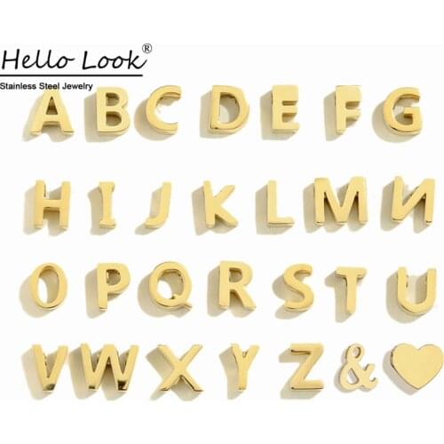 HelloLook Alphabet A-Z 26 Letters Necklace Charms DIY Name Necklace Pendants 316L Stainless Steel Necklace Bracelet Accessories