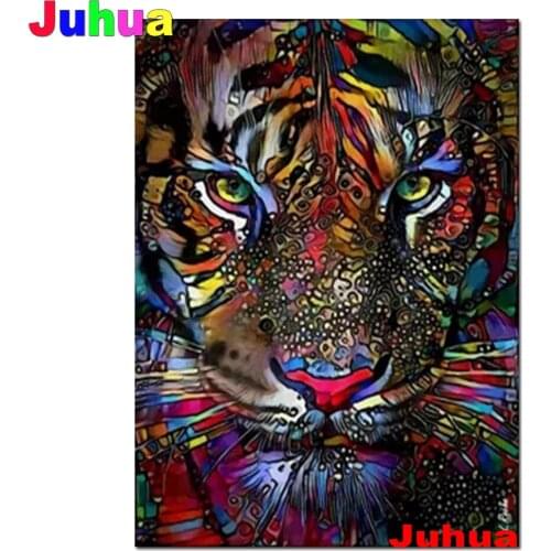 5D DIY Diamond Embroidery Modern Animal Art, Mosaic Tiger Head Full Kits Needlework Diamond Painting Cross Stitch Decor For Home