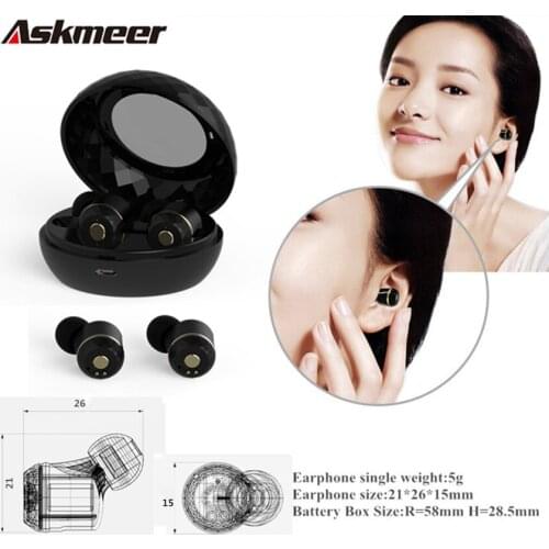 Askmeer I7S True Wireless Bluetooth Earphones TWS Mini Headsets Twins Sports Earbuds with Mic For iPhone 7 Plus Xiaomi Samsung
