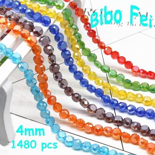 Free shipping 4mm 1480PCS oval multi-faceted crystal beads, glass beads, bread crystal beads, bracelet necklace jewelry DIY
