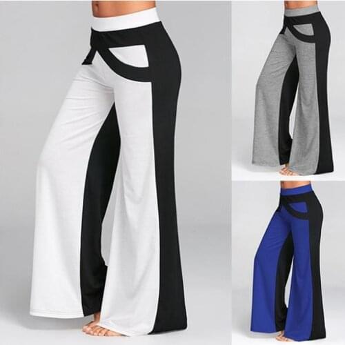 Women Pants Fashion Colorblock High Waist Wide Leg Pants Sweatpants Women Plus Size Casual Loose Sweatpants Hot Sale New