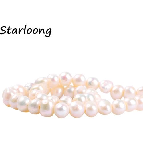 1pack/lot 8-9mm A quality Thread punch Natural freshwater Pearl Loose Beads DIY for Jewelry bracelet necklace