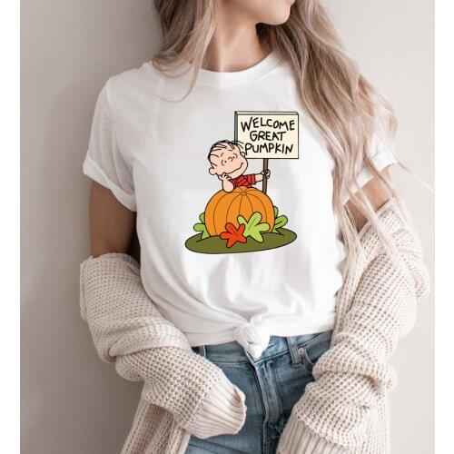 Welcome Great Pumpkin T-Shirt Halloween Unisex Graphic T Shirts Woman Tshirts Cute Aesthetic Clothes Oversized T Shirt Tees Tops