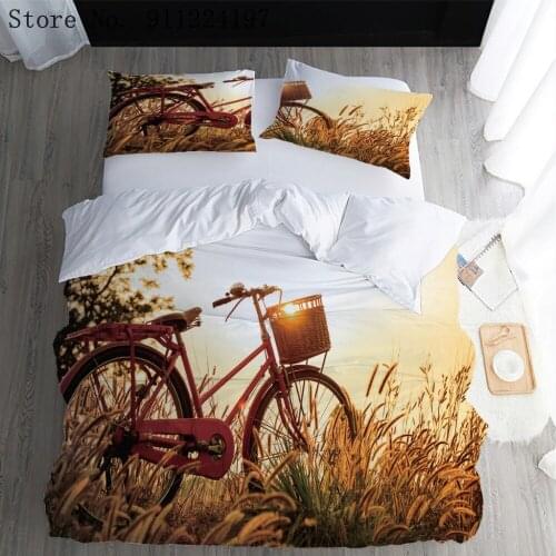 Home Textile Bicycle Duvet Cover Single Double Twin Full Queen King Size Bedding Set Kids Adult Bedclothes Sunset Quilt Cover