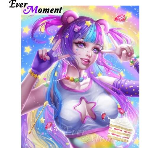 Ever Moment DIY Diamond Embroidery Candy Girl Diamond Mosaic Full Square Drills Artwork Home Decoration Diamond Painting ASF1192