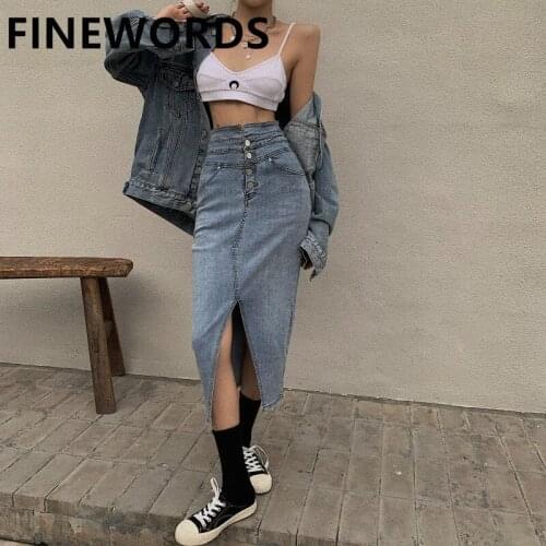 Джинсовые юбки-карандаши FINEWORDS China At AliExpress