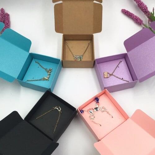 Purple/Pink/Blue Pearlescent Cardboard Jewelry Packaging Paper Box Blank diy Creative Gift Necklace Earring display Case