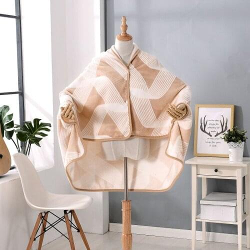 Hap-deer Fleece Blanket Shawl Dual-use Cloak/Home Office Coral Velvet Plush Cape Throws Fleece Blanket Manta Coberto