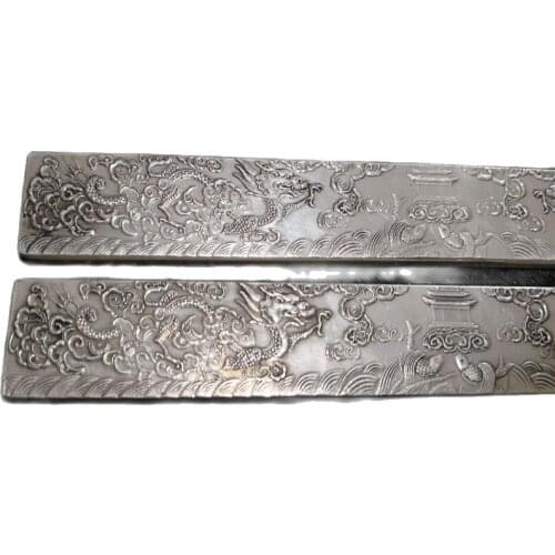 China old Silver plating Carved Paperweight A pair